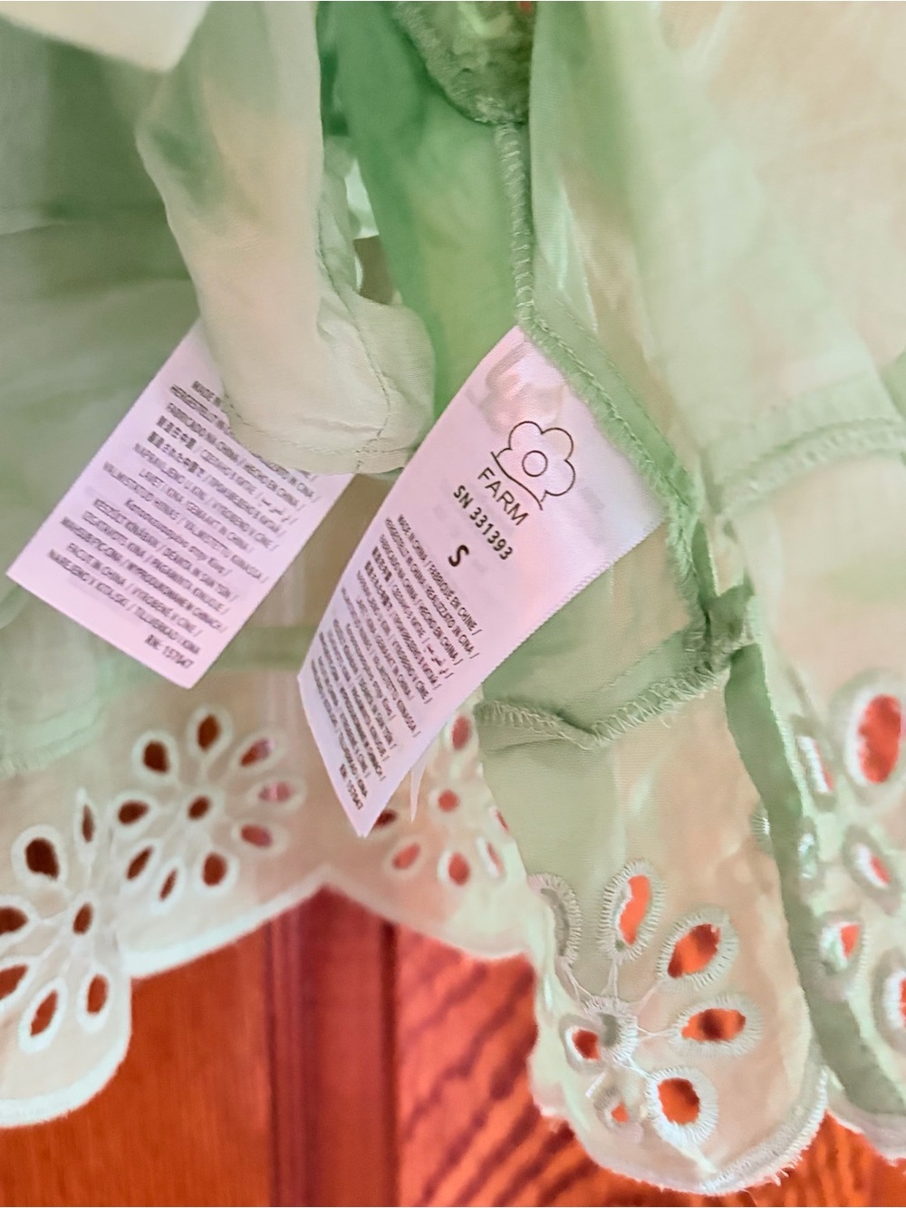 FARM Rio Pistachio Eyelet Ruffle Camisole - Picture 2 of 2
